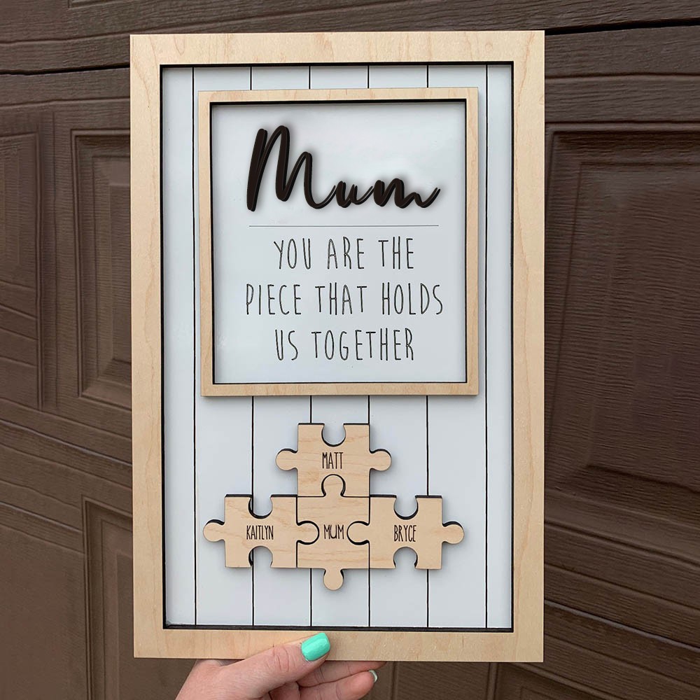 Mother's Day Wood Puzzle Sign Personalized Gift For Mom