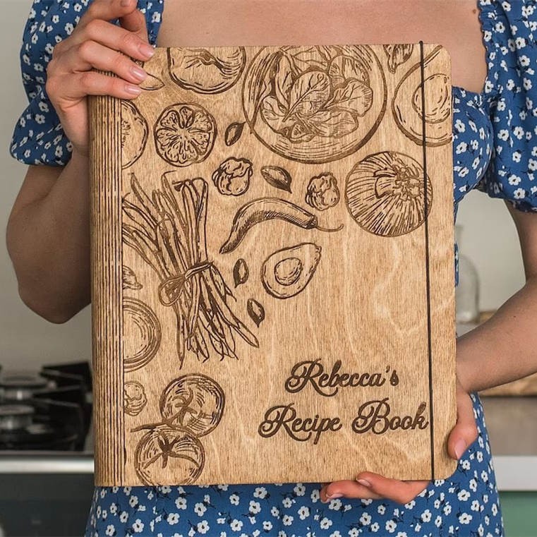 Personalized Family Wooden Recipe Book Christmas Day Gift Ideas