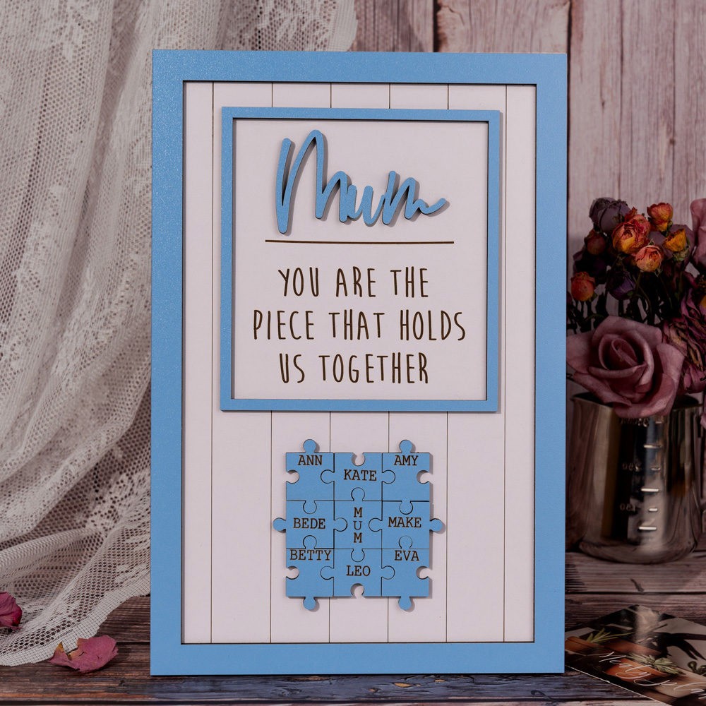 Mother's Day Wood Puzzle Sign Personalized Gift For Mum