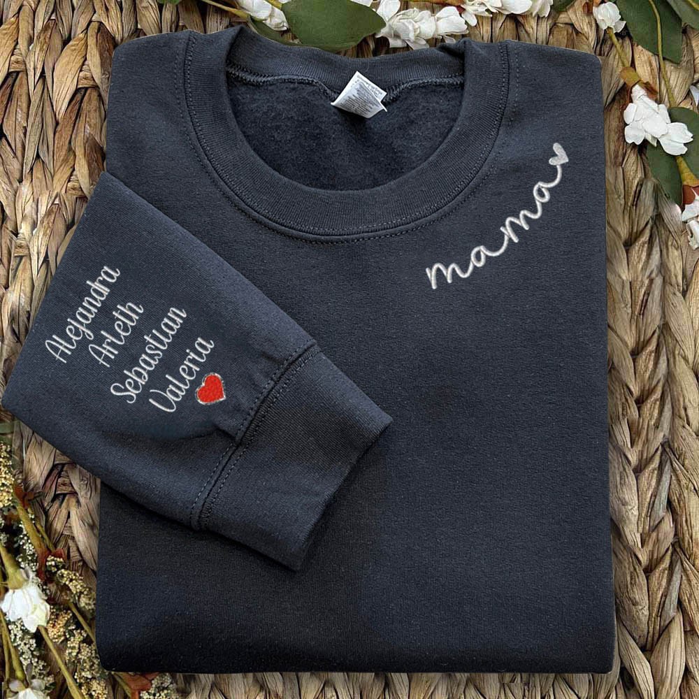 Custom Embroidered Mama Hoodie Sweatshirt With Kids Name For Mother's Day Gift Ideas