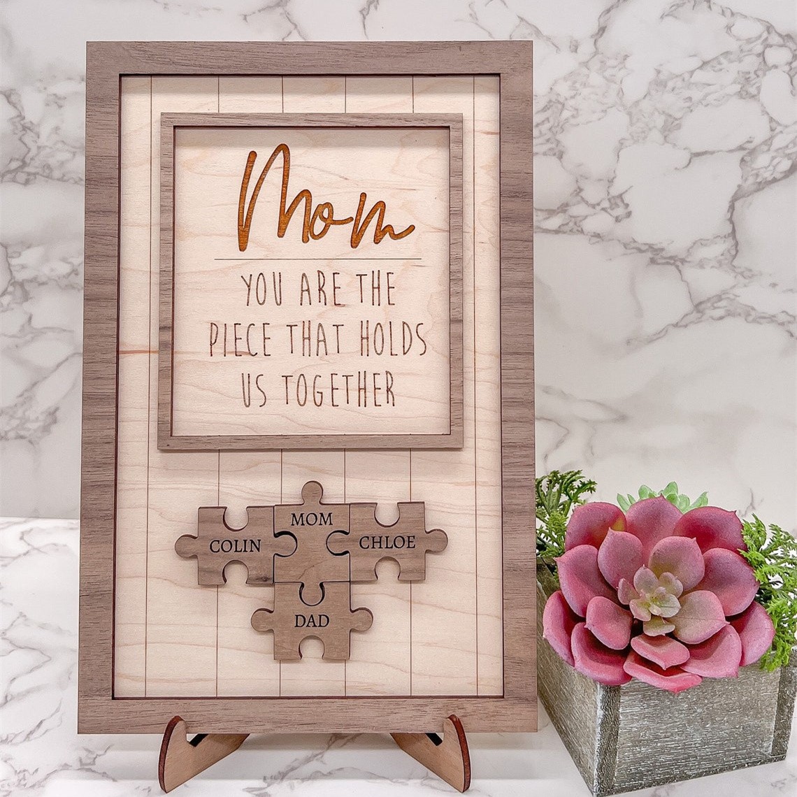 Mother's Day Wood Puzzle Sign Personalized Gift For Mom