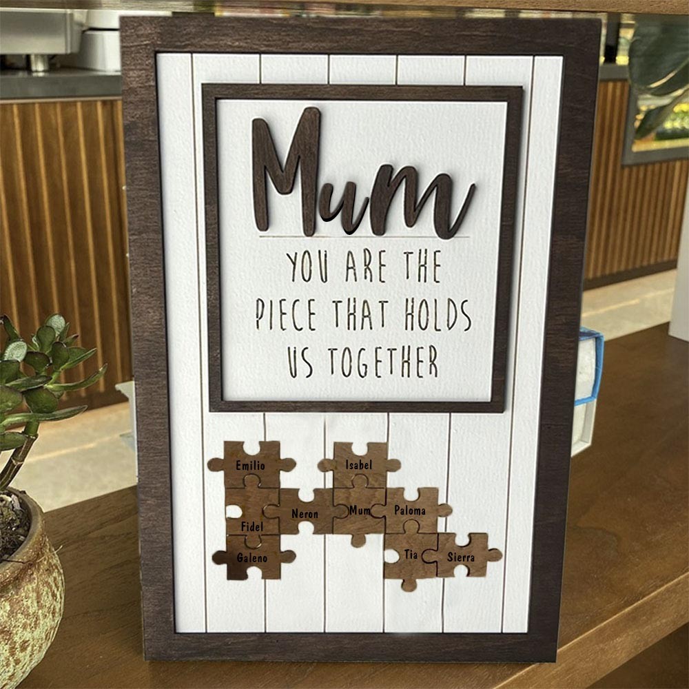 Mother's Day Wood Puzzle Sign Personalized Gift For Mom