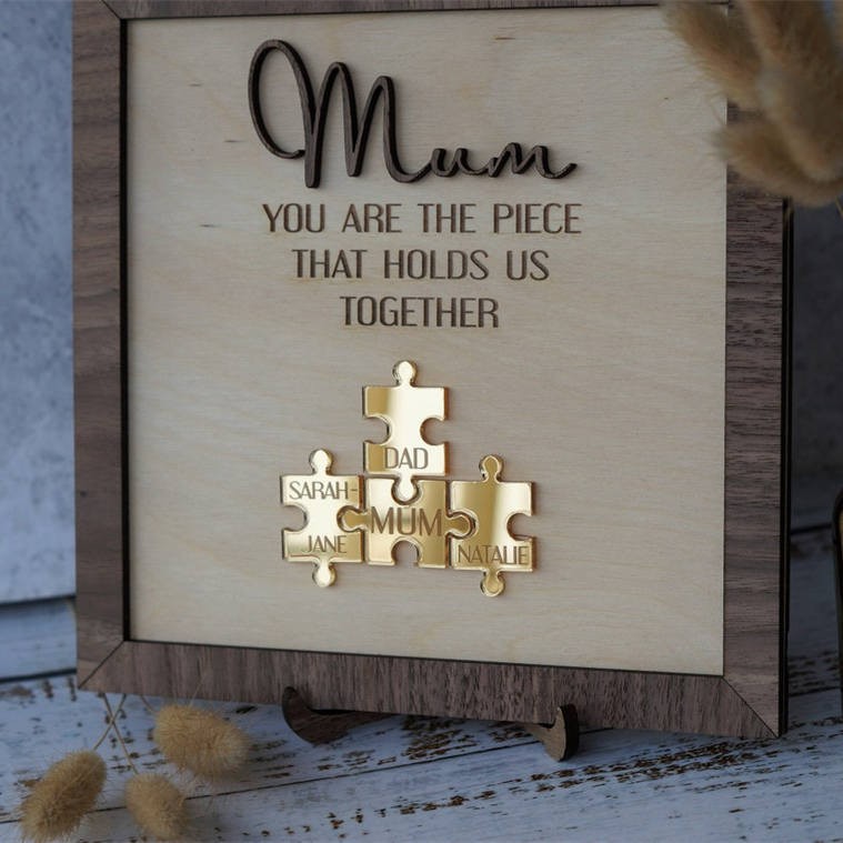 Mother's Day Wood Puzzle Sign Personalized Gift For Mum